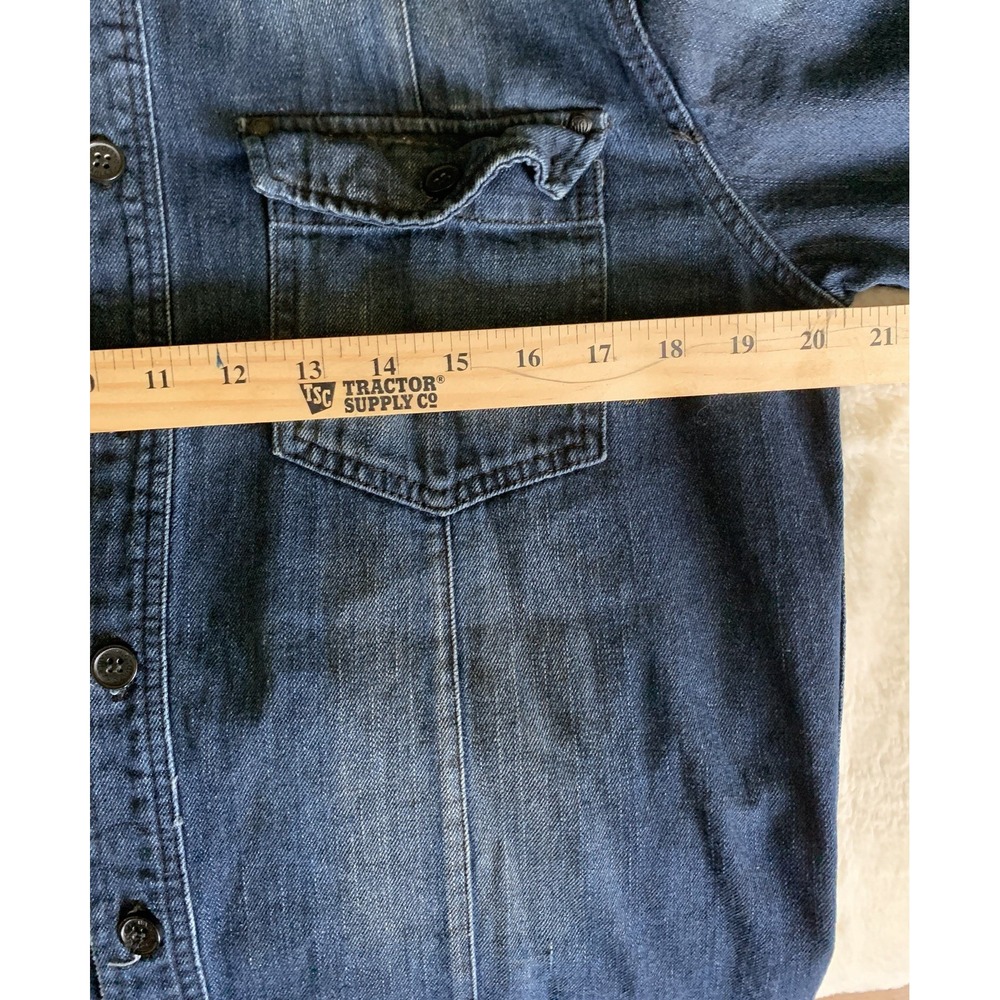 Mens M‎ Harley Davidson Vintage Denim Faded Distressed Button Down Shirt - Picture 8 of 8